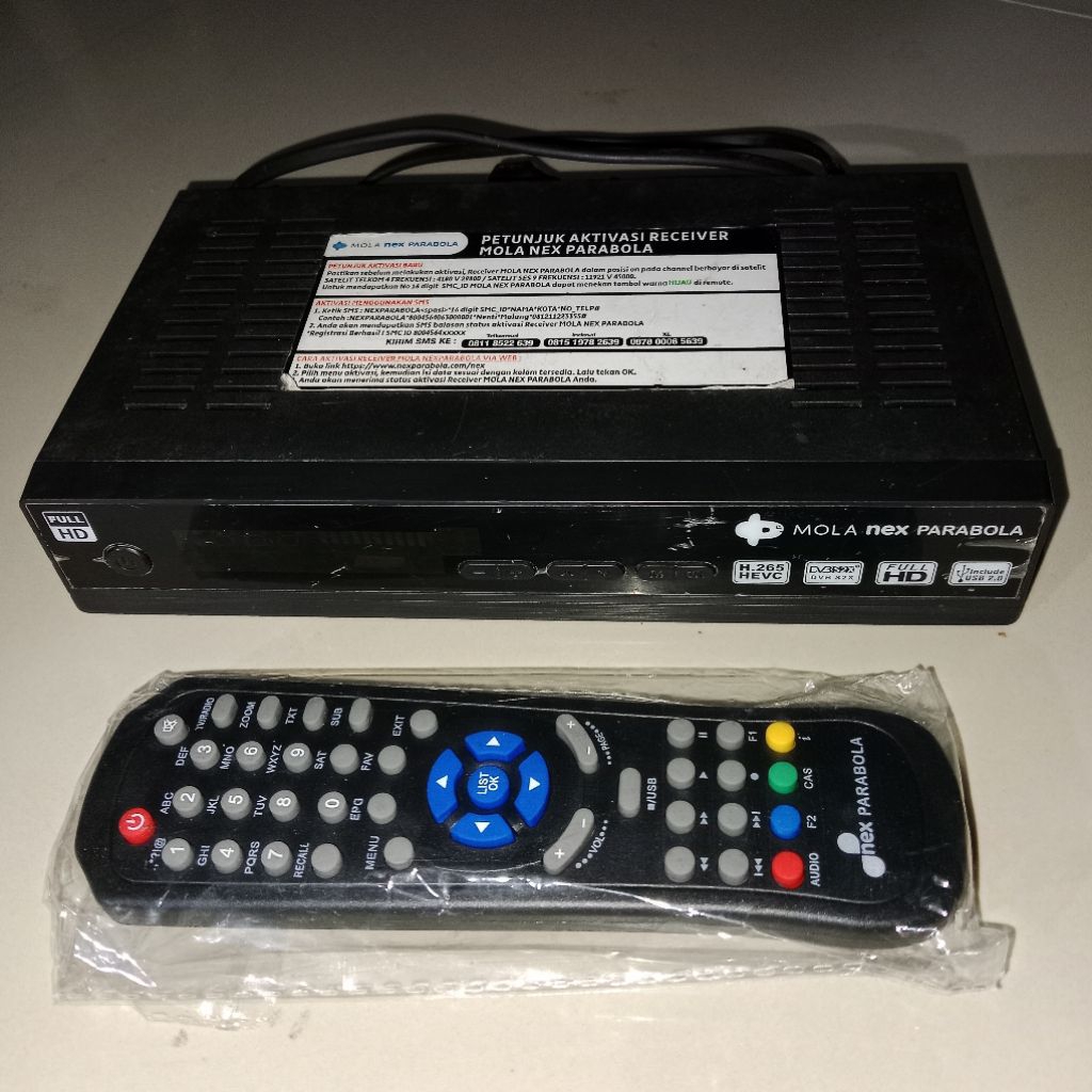 Receiver Bekas pakai Parabola RX Nex Hitam Full HD HEVC H.265 DVB S2X bisa Emtek MNC group dan chann