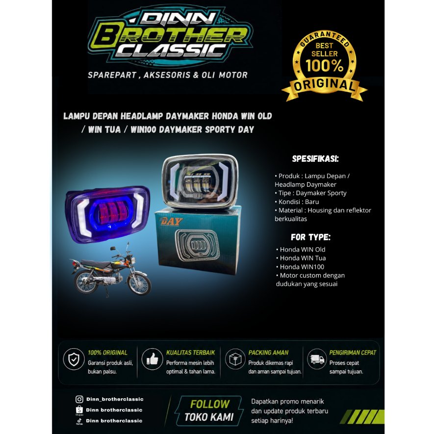 LAMPU DEPAN HEADLAMP DAYMAKER HONDA WIN OLD / WIN TUA / WIN100 DAYMAKER SPORTY DAY