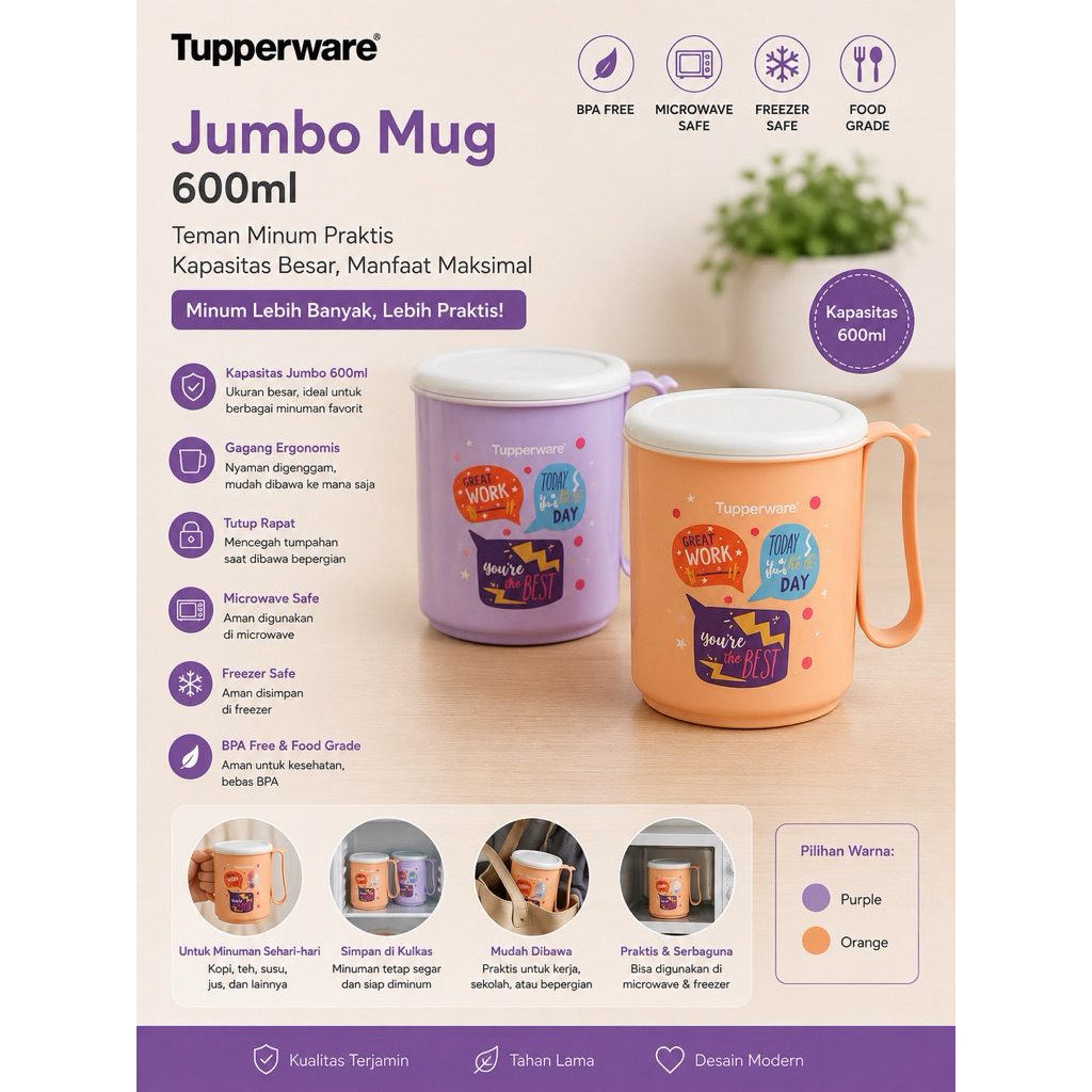 Tupperware jumbo mug 600ml