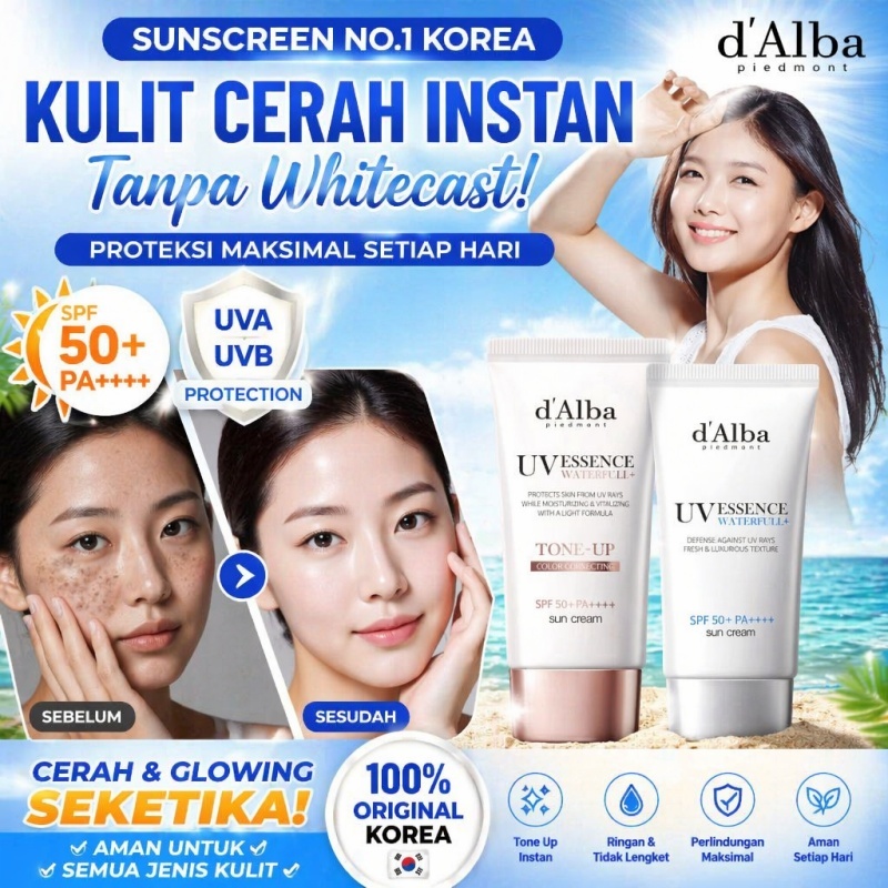 *COD ORI*d'Alba Waterfull Tone Up Sun Cream 50ml - d'Alba Waterfull Essence Sun Cream 50ml D'Alba UV