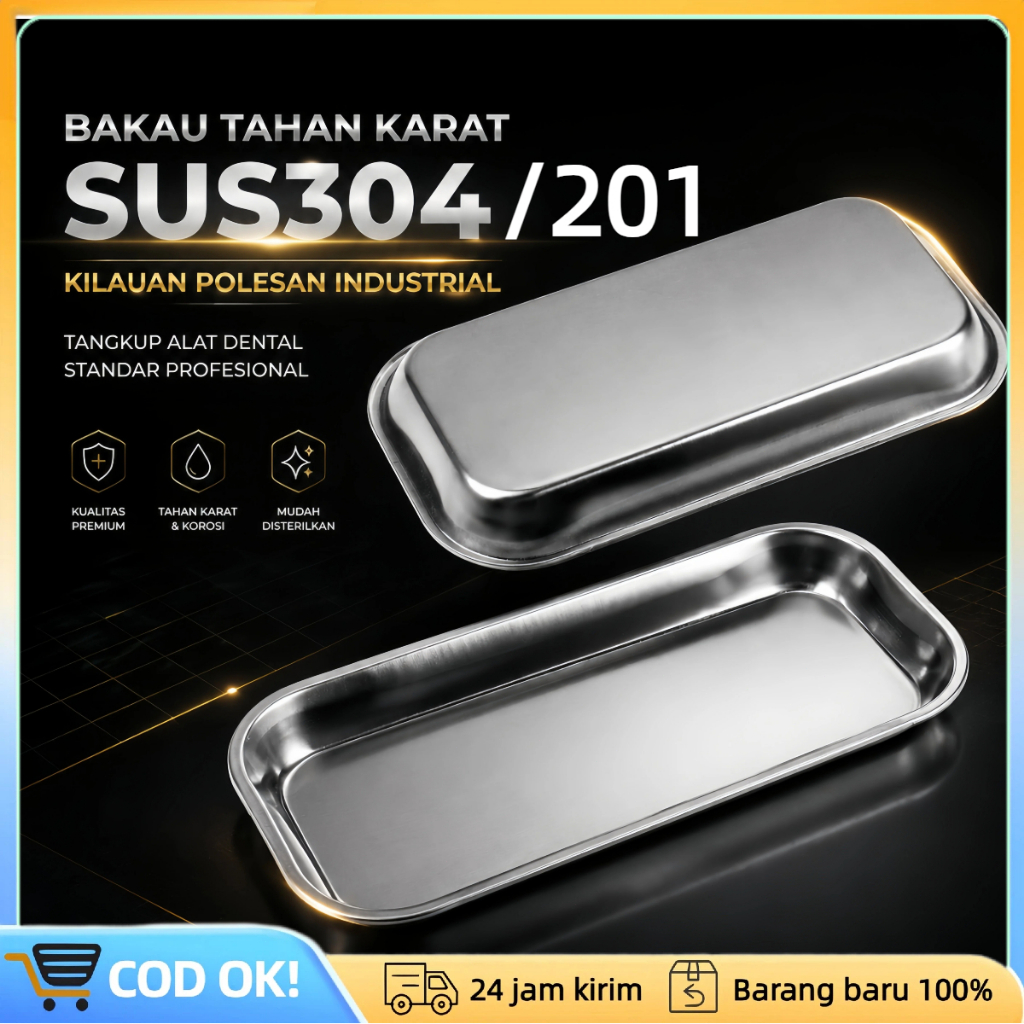 Nierbeken Tray Stainless Steel Wadah Datar Instrumen Medis Tahan Autoclave Higienis Tahan Lama Cocok
