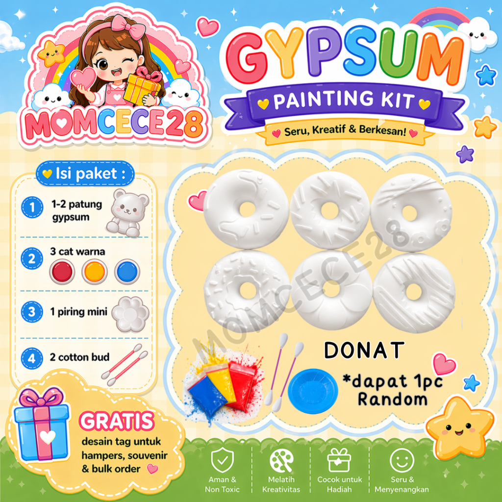 (TEMA HAPPY) GYPSUM MEWARNAI ANAK | MELUKIS GYPSUM | MEWARNAI GYPSUM | GYPFUN | MAINAN EDUKATIF | SO