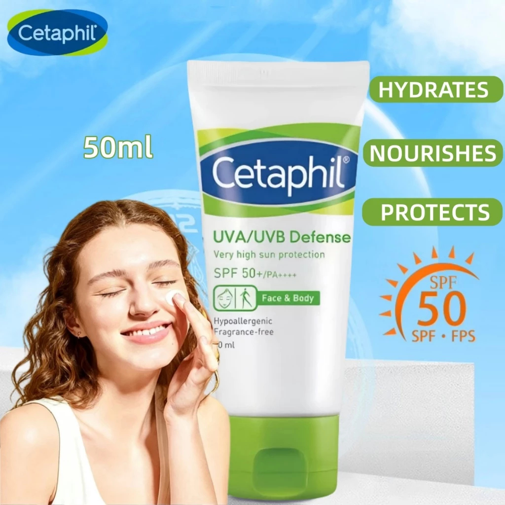 Cetaphil UVA/UVB Defense sunscreen SPF50+ PA++++ 50ml Tabir Surya Sunblock untuk Perawatan Wajah
