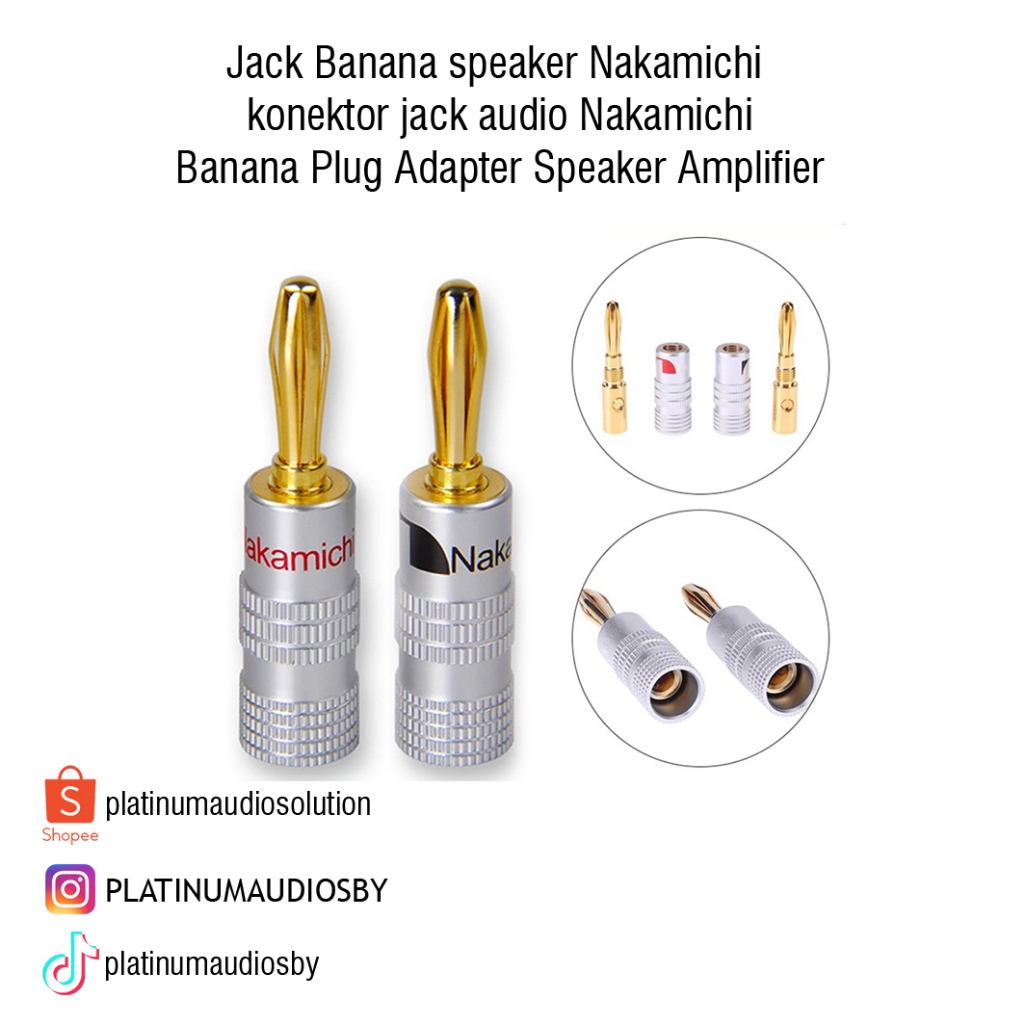 Jack Banana speaker Nakamichi 4mm - konektor jack audio Nakamichi Banana Plug Adapter Speaker Amplif