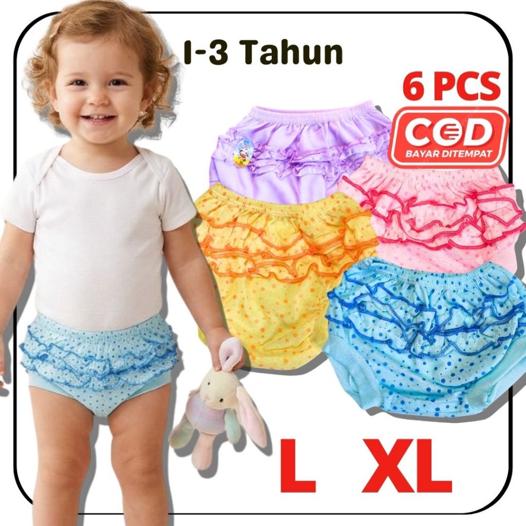 ISI 6 PCS Celana Pop Rempel MHL Anak Cewek / Short Pants Kids Pendek Ukuran L XL
