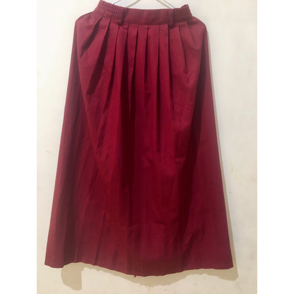 (PL) Rok Seragam SD Panjang Lipit Merah Hati Size XL