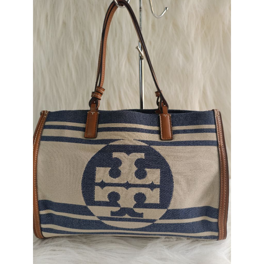 Tas Tote wanita Tory B, Tory Burc, TB, bahan kanvas tebal