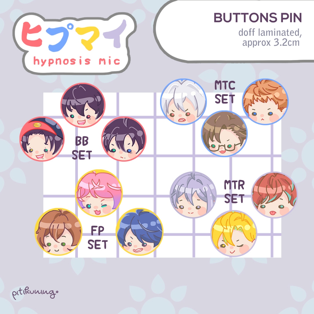 [CLEARANCE SALE] Hypnosis Mic Button Pin Fan Merch Buster Bros Mad Trigger Crew Matenrou Fling Posse