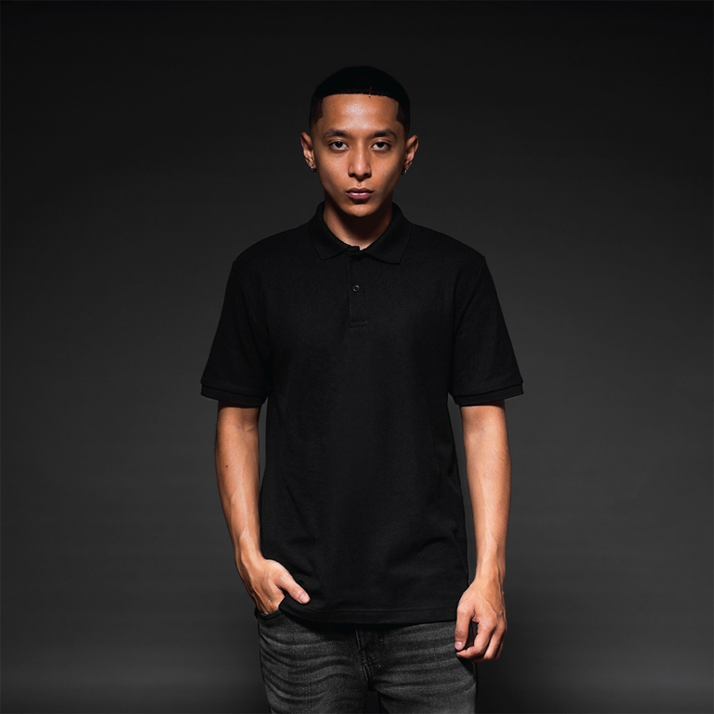 POSHBOY Polo Shirt Black - Kaos Kerah Hitam Polos Pria Lengan Pendek