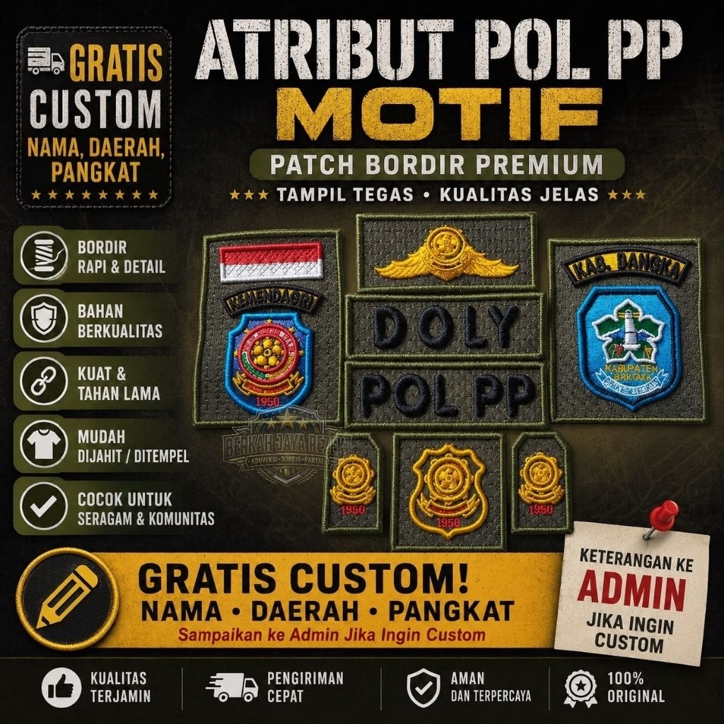 Atribut Satgas Pol PP PDL Motif/Atribut Seragam Pol PP Motif Army/Satpol PP Motif Army Exclusive