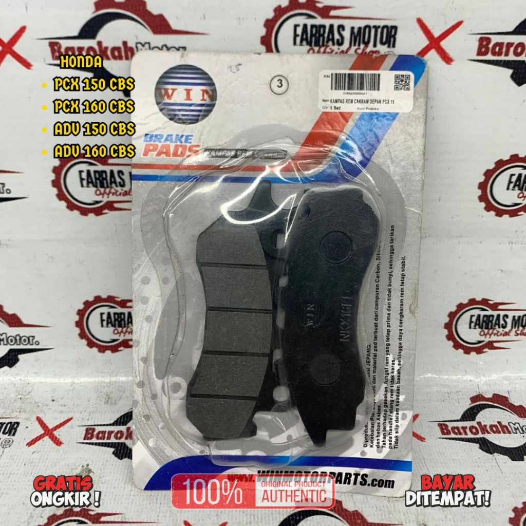 DISC PAD KAMPAS REM CAKRAM DEPAN MOTOR PCX 150 CBS PCX 160 CBS ADV 150 CBS ADV 160 CBS