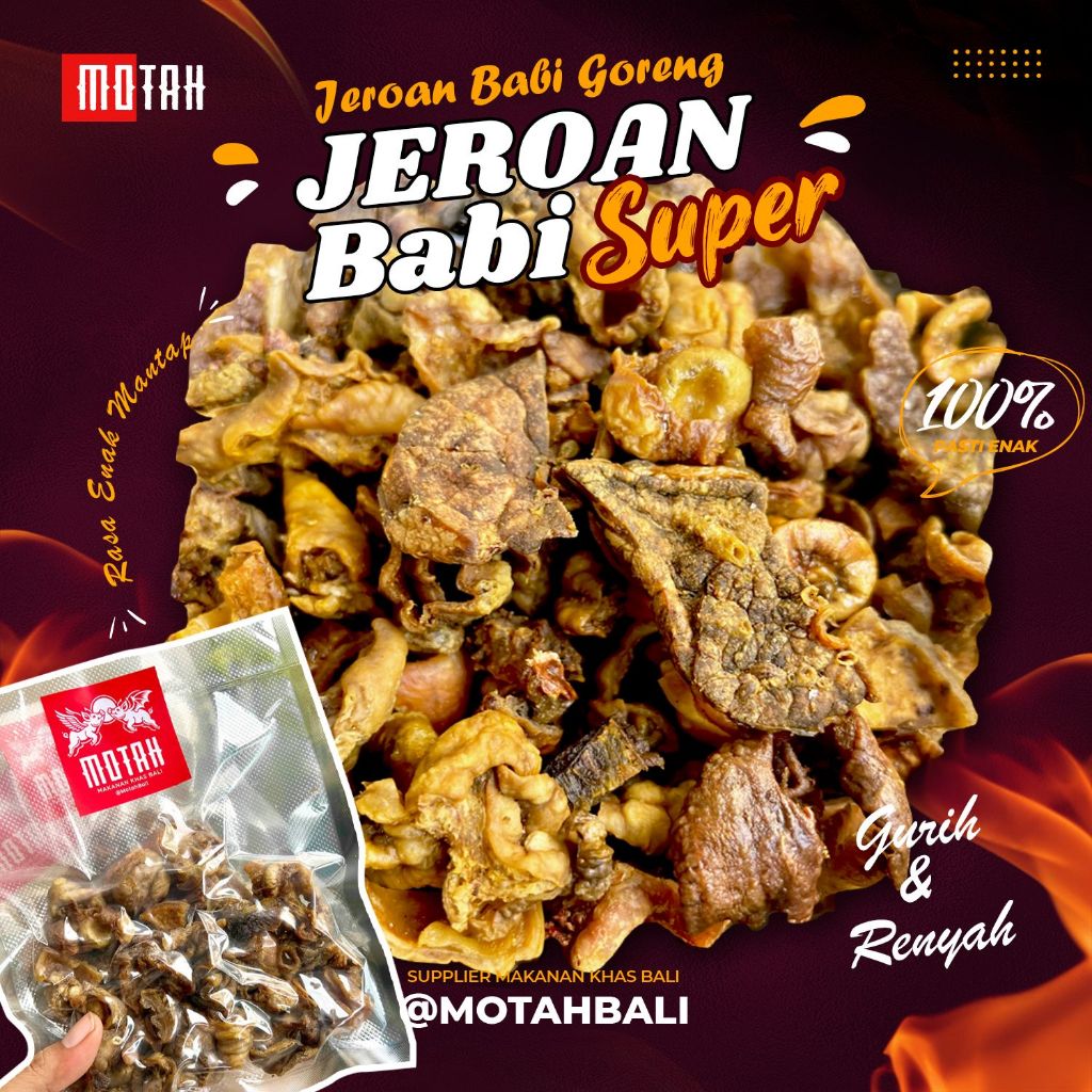 JEROAN BABI Goreng Setengah Matang / Usus Paru Babat Urat Lemak Babi Goreng Bali / Kerupuk Babi Gore