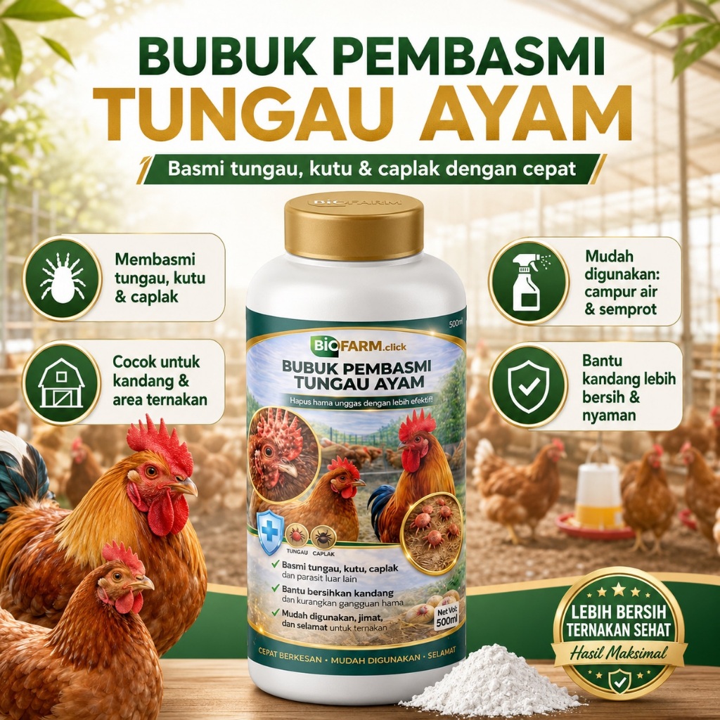 Bubuk pembasmi tungau ayam 250g, bubuk pembasmi kutu ayam, bubuk pembasmi hama kandang ayam, bubuk p