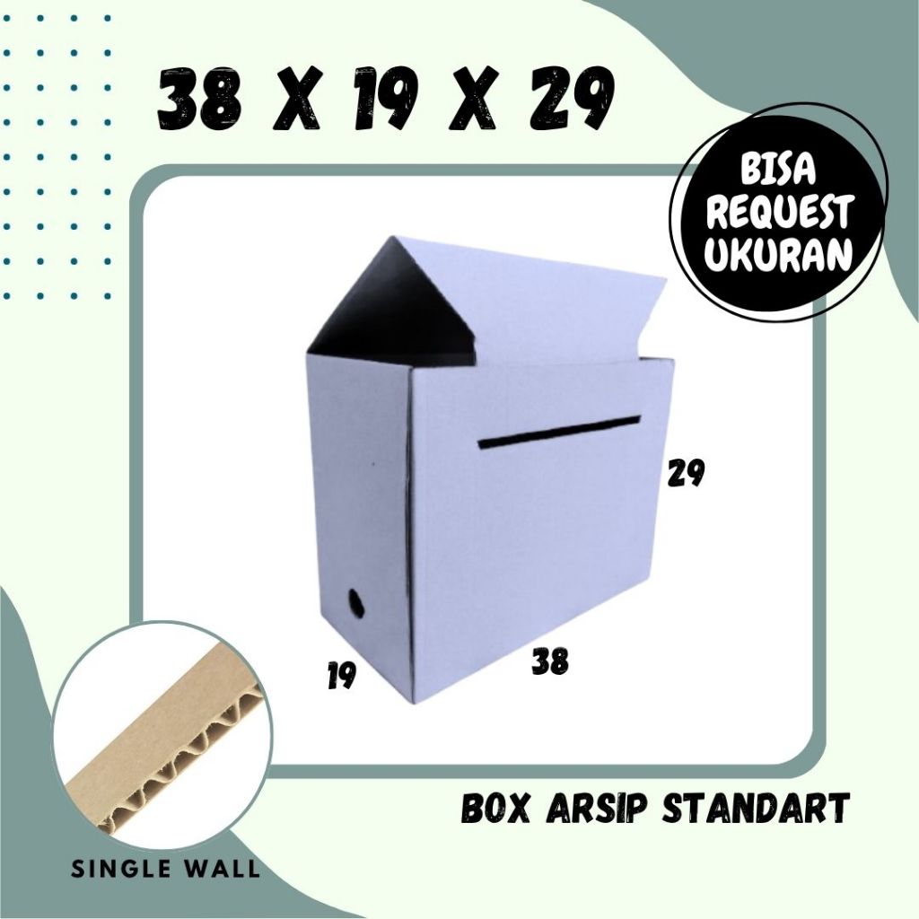 Box Arsip Standart 38x19x29 Putih Polos Kardus File Arsip Packing/polos/Arsip/File/filebox/arsipbox/