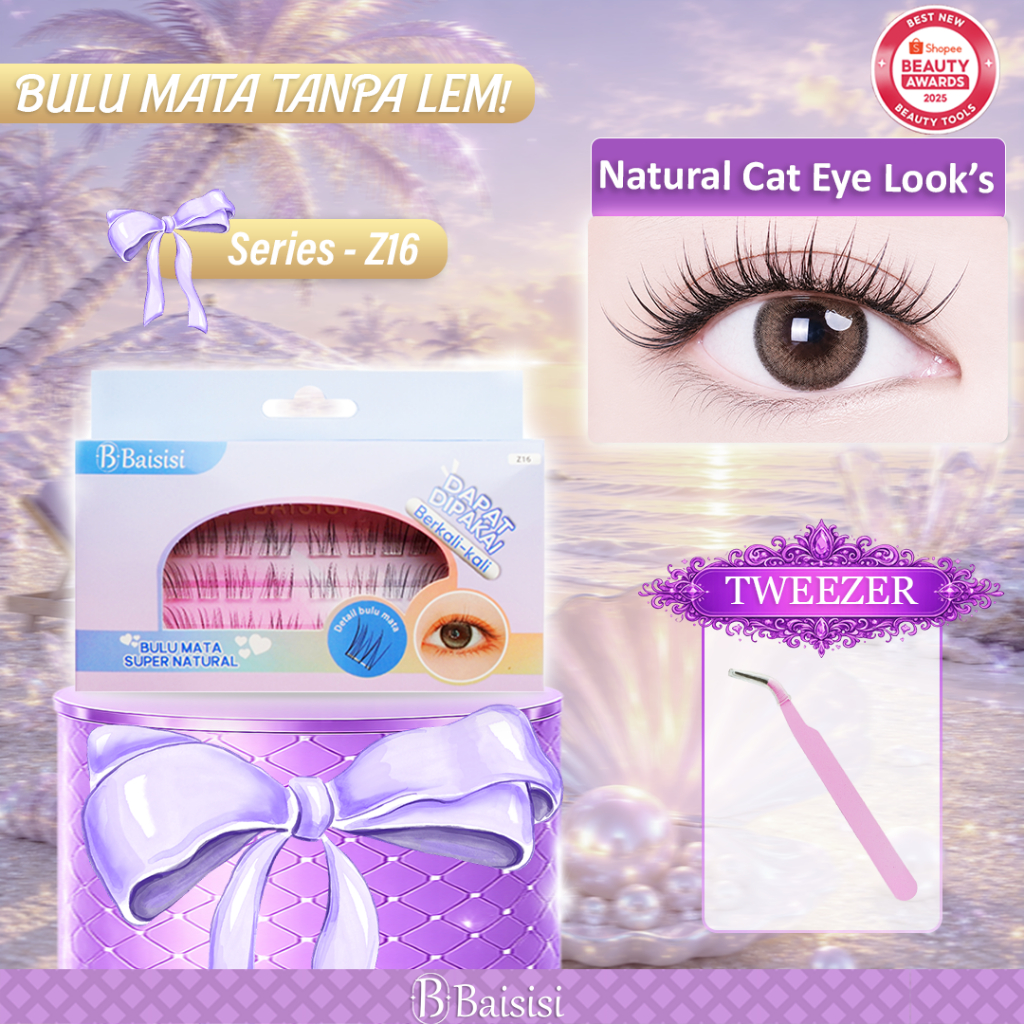 [TANPA LEM] BAISISI Z16 Natural Cat Eye Bulu Mata Palsu  Ringan Eyelash Extension Satuan Premium Dap