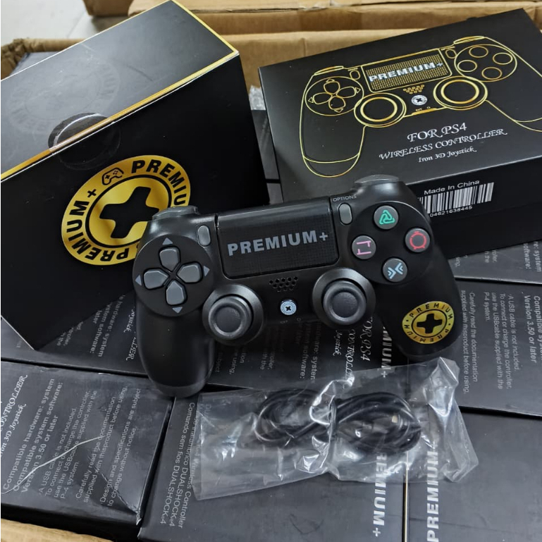 STIK PS4 OP PREMIUM PLUS (+) STICK PS4 ORI PABRIK PREMIUM PLUS HITAM WIRELESS