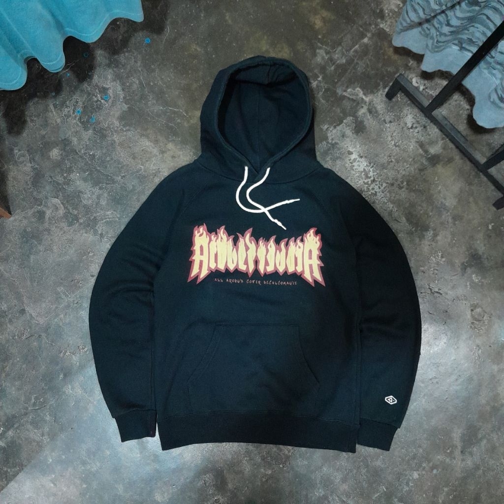 ACOVER FLAME LOGO HOODIE BLACK