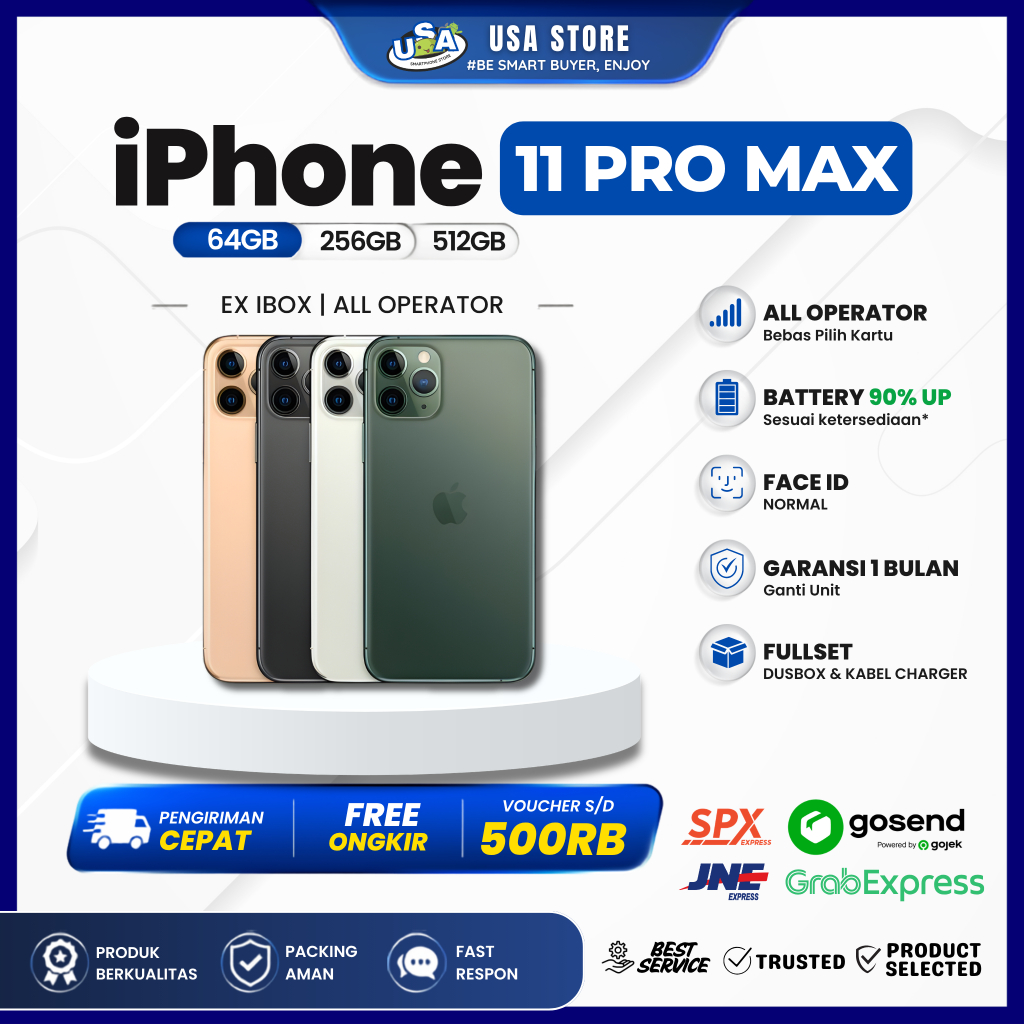 iPhone 11 Pro Max ex Ibox Garansi 100%Original iPhone Fullset All Operator 64GB 256GB 512GB