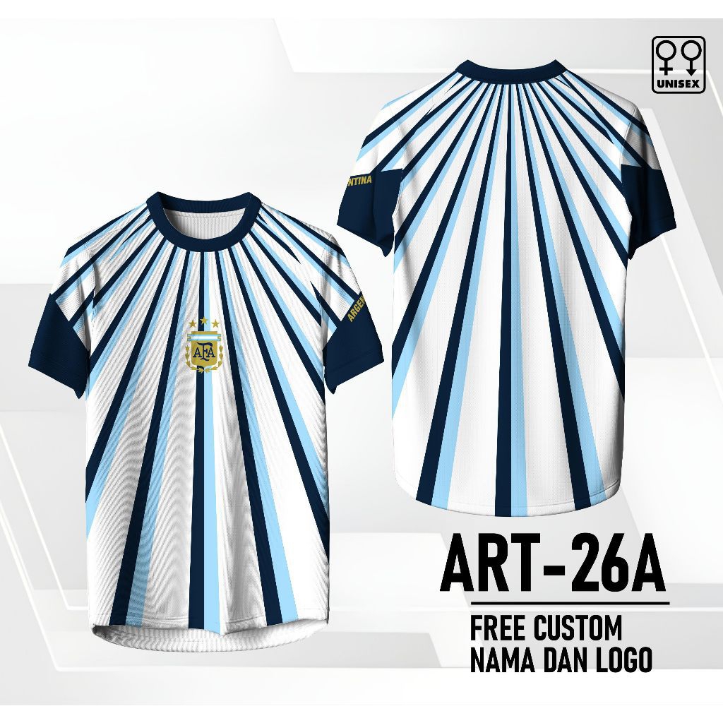 Jersey Argentina Training terbaru Kaos Jersey Argentina motif garis Radial free custom nama dan nomo