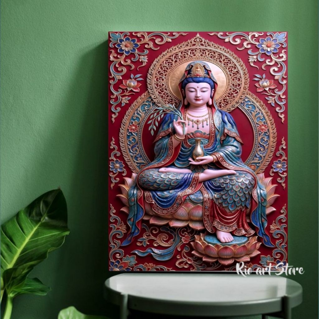Hiasan dinding poster dewi kwan im poster budha untuk walldecor atau dekorasi dinding