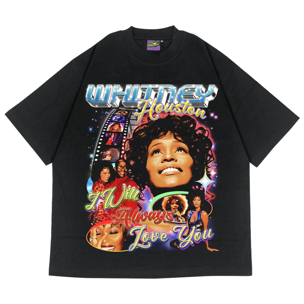 Whitney Houston Oversized Vintage T-Shirt – Black