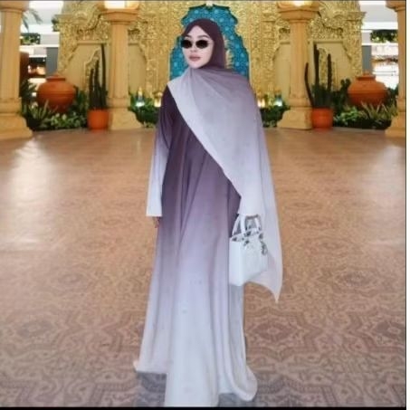 READY SHELLA SAUKIAH ABAYA QATAR GRADASI LILAC ORIGINAL