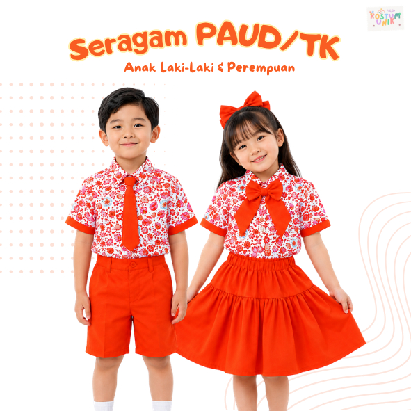 Seragam Batik PAUD/TK Nasional Seragam Batik Paud Warna Orange
