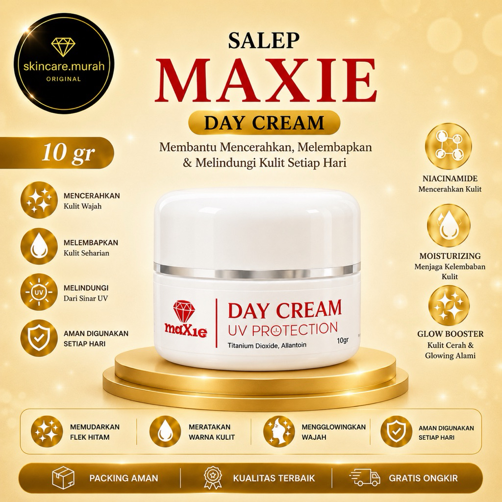 Day Cream Maxie Glow Up Uv Protection Krim Siang Kemasan Terbaru
