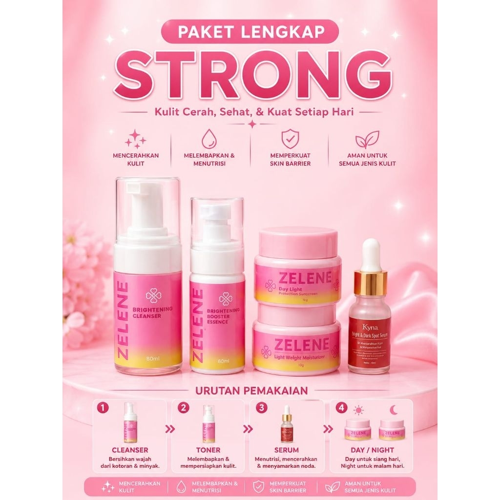 PAKET LENGKAP STRONG RETINOL ~ 1 paket skincare zelene & serum kyna retinol