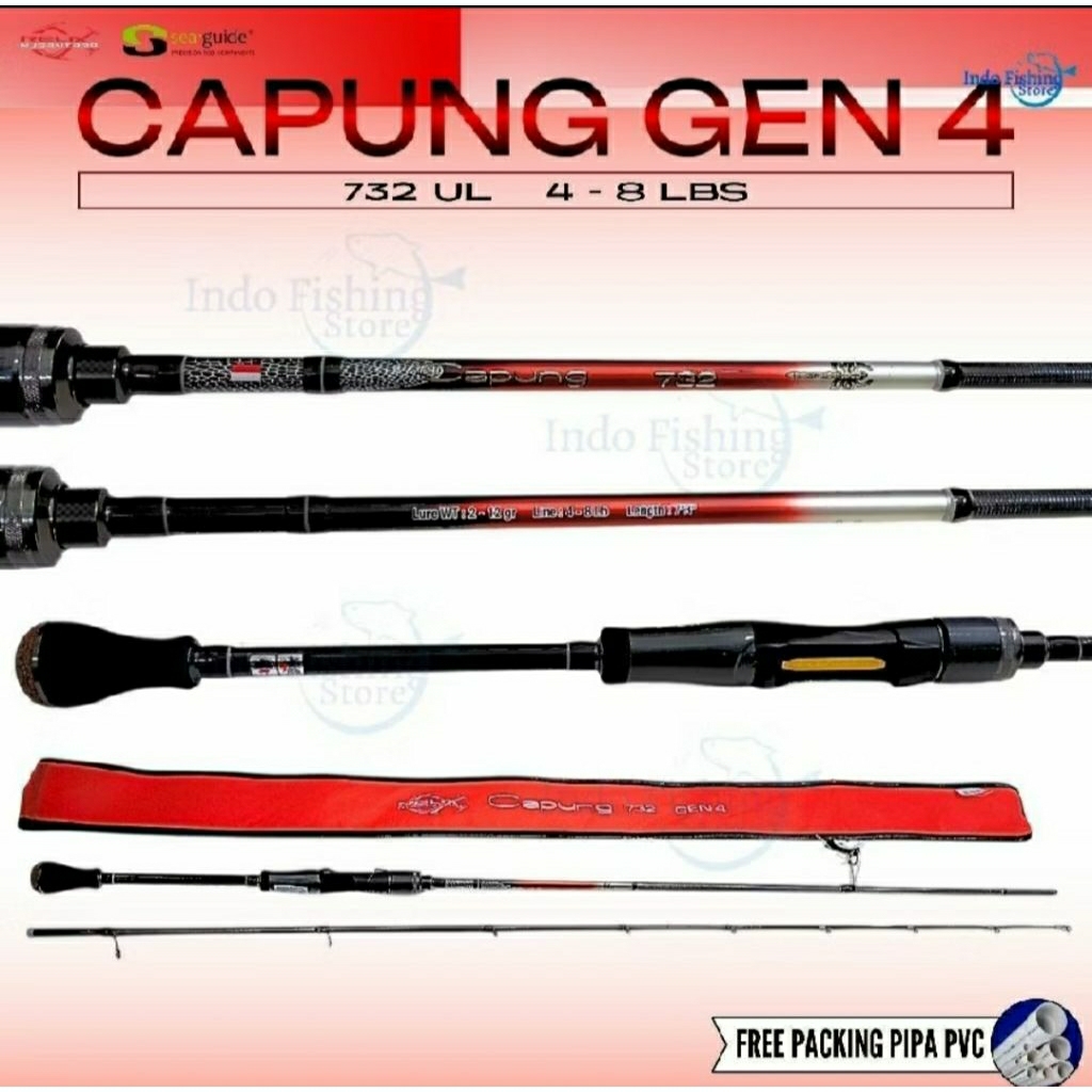 Joran Capung Gen 4 3 Penta Spiderman 732 4-8lb RN 2 piece warna merah SP BC Free Packing Pipa