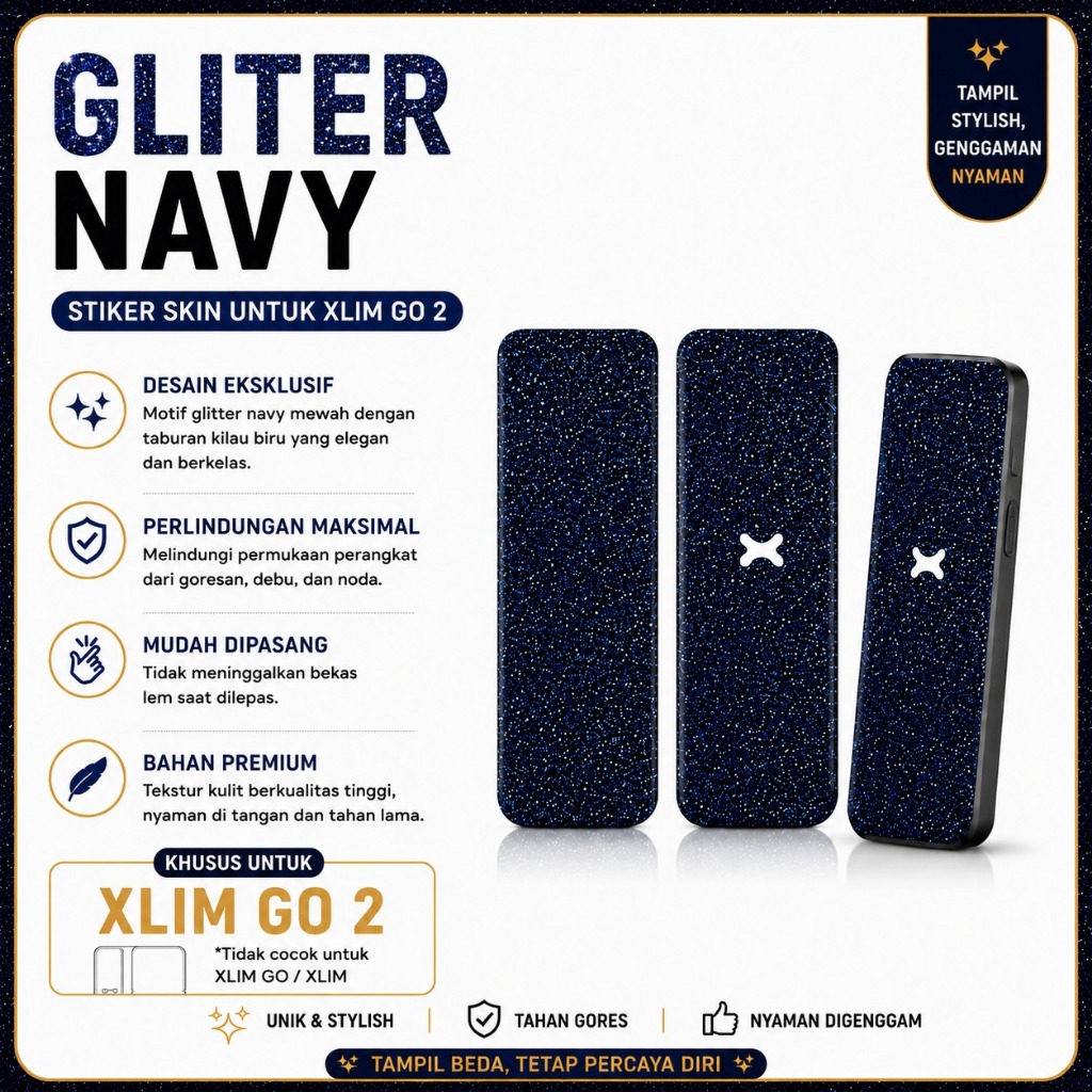 VSPIRIT Garskin Pod OXVA XLIM GO 2 Motif Glitter Navy | Stiker Skin Premium Sparkle Navy Design