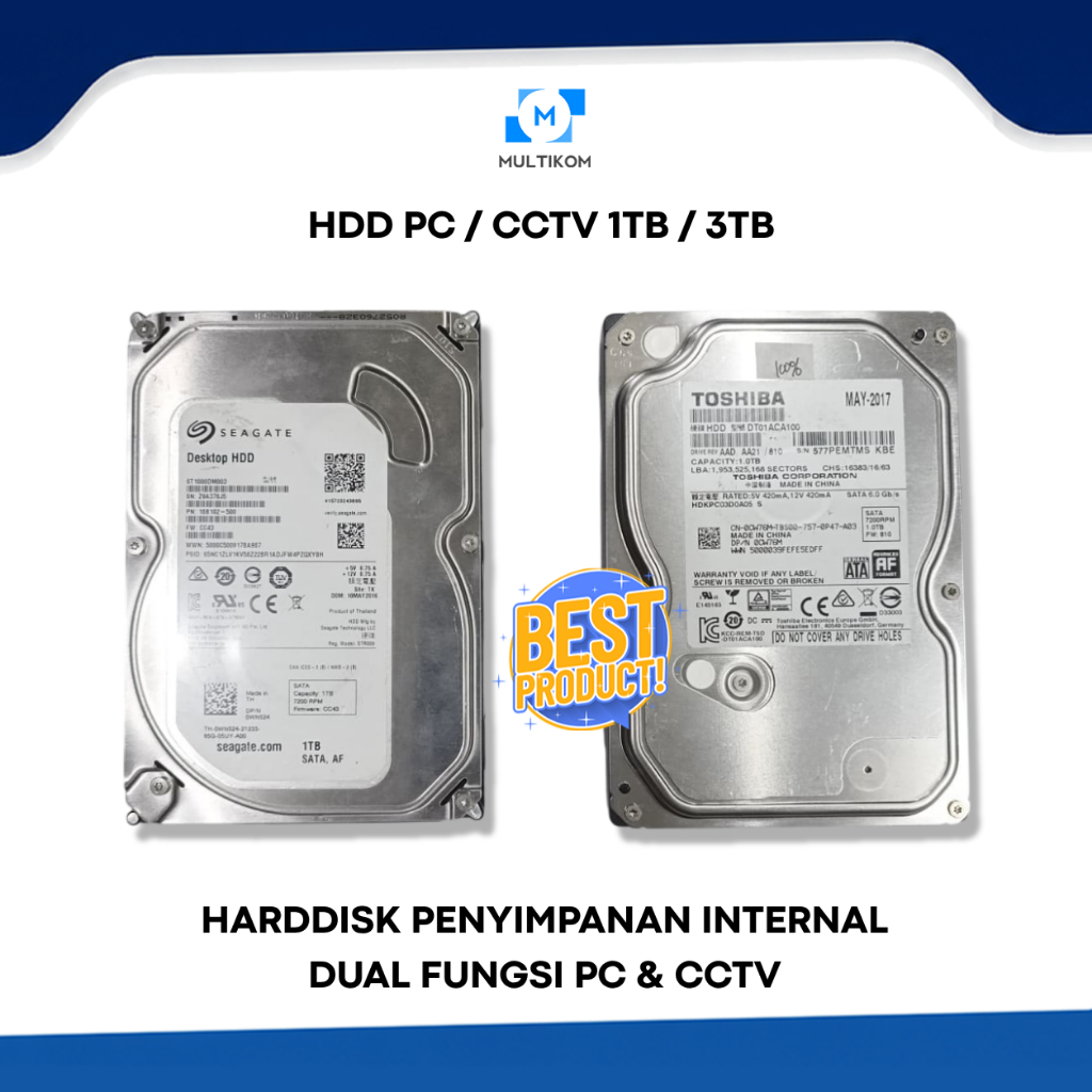 HARDDISK HDD PC / CCTV 1TB / 3TB PENYIMPANAN INTERNAL