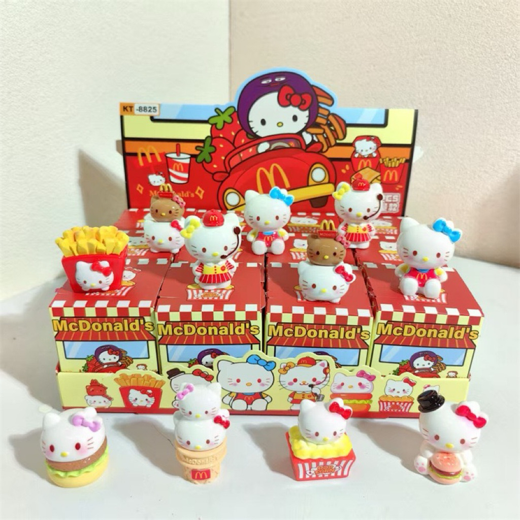 Action Figure Mini McDonalds Kitten Blind Box / Pajangan Dekorasi Hellokitty Costum Mcdonalds Kitten