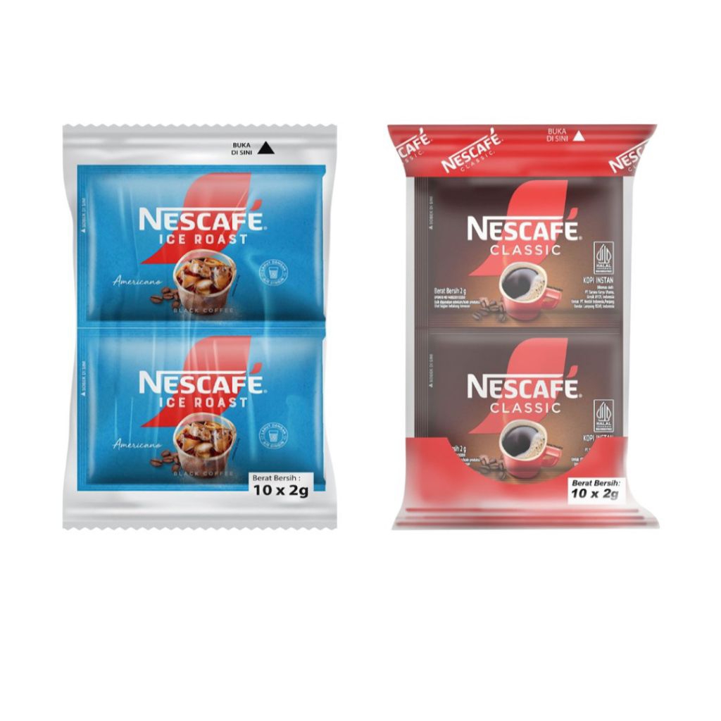 Nescafe Kopi Instan Sachet 10 x 2g - Ice Roast Americano Black Coffee & Classic Black Coffee