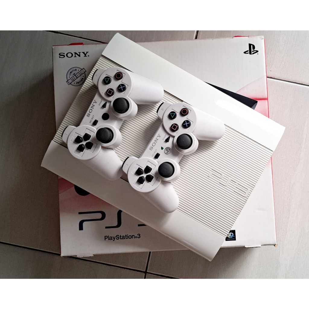 PS3 Super Slim Sony CECH-4xxx 1TB CFW/HFW 4.90 Full Game 2 Stik Wireless Bekas Mulus Siap Main