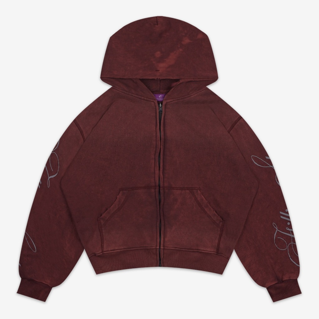 Zip Hoodie Fitted Fillingstreet - Steat Washed Red