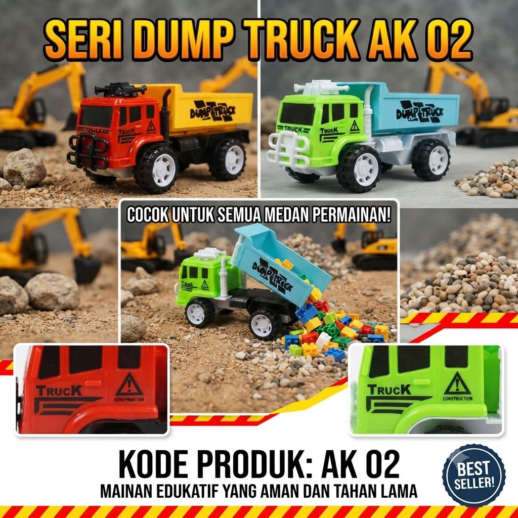 Mainan Anak Truck Dump Pasir Kode AK 02 Seri Dump Truck AK 02 Pilihan Warna Menarik untuk Anak Kreat