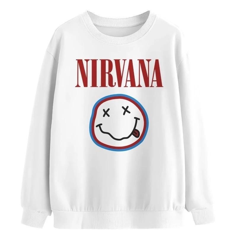 Sweater Wanita Oversize Lengan Panjang - Nyaman, Pola nirvana Retro, Model Korea