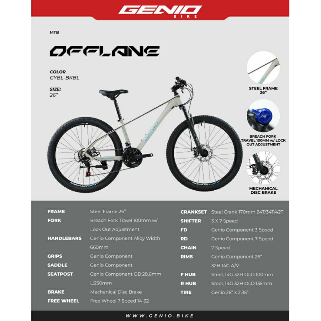 Sepeda MTB 26 inch Merk Genio Offlane