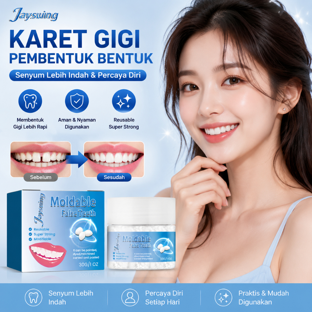 Jaysuing Lem Plastik Pembentuk Gigi 30g, Penambal Gigi Ompong, Tutup Celah Antar Gigi, Perbaiki Gigi