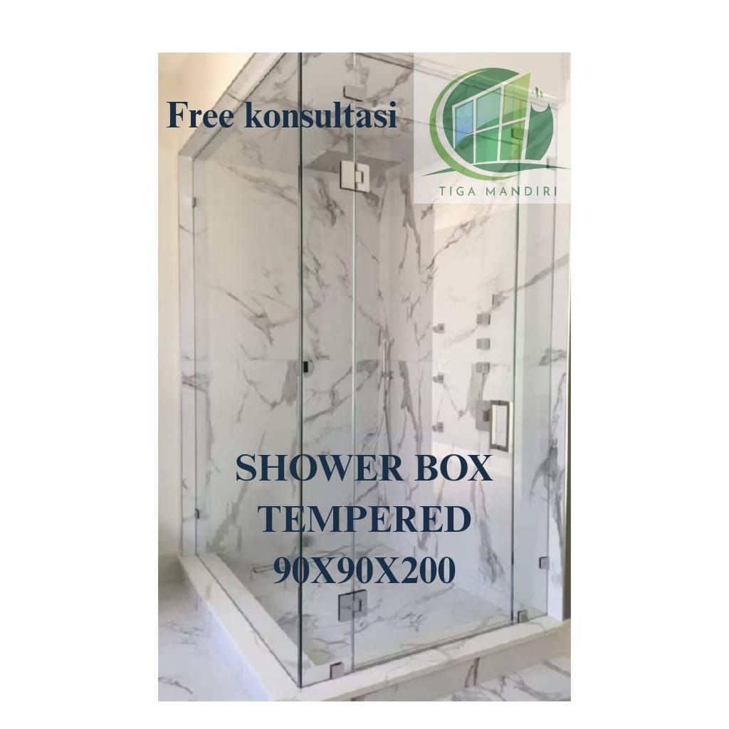 SHOWER BOX KACA TEMPERED 10MM / SEKAT KACA SHOWER 10MM (90 x90x200) 10MM