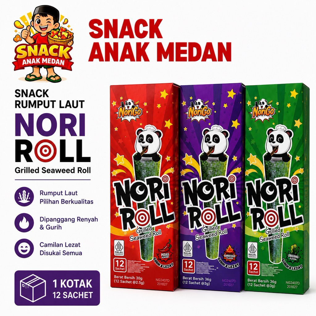 NORI ROLL Snack Rumput Laut - Grilled Seaweed Roll • Snack Anak Medan