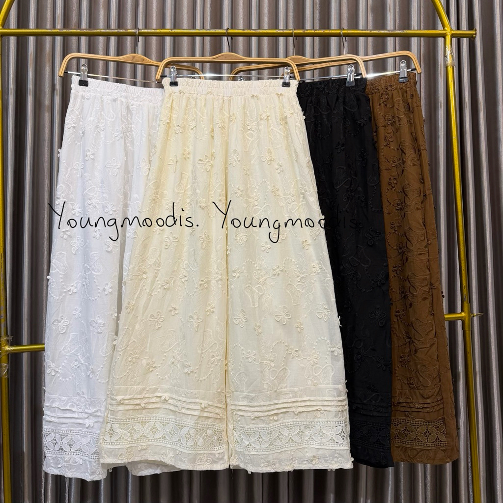 Celana panjang kulot bordir kulot brokat 5 warna import