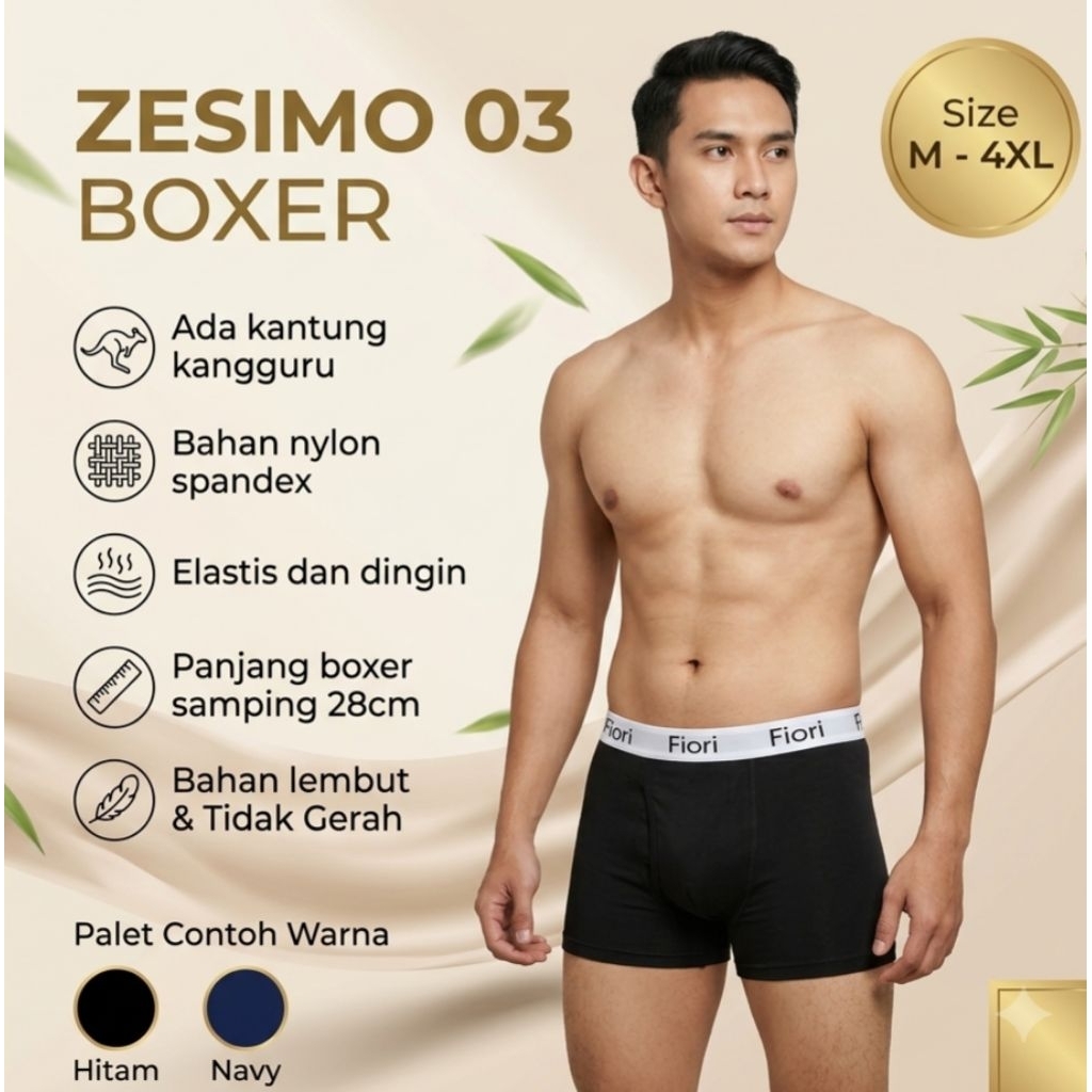 FIORI Boxer ZESIMO Navy | Celana Dalam Celana Boxer Pria