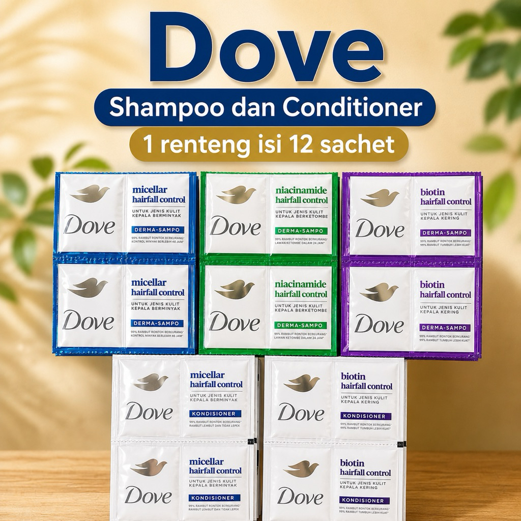DOVE Biotin Hairfall Control Kondisioner & Shampoo Dove Micelar Hairfall Control Conditioner Sachet 
