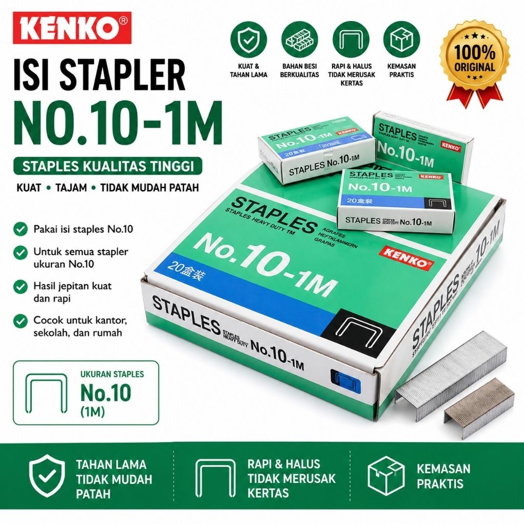 Kenko Isi Staples No.10-1M – Staples No.10 Original untuk Stapler Mini