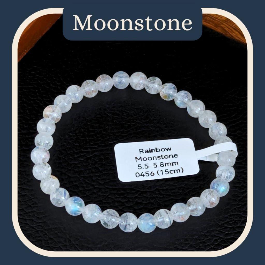 Gelang Batu Natural Rainbow Moonstone + Certificate | Batu Asli Bersertifikat
