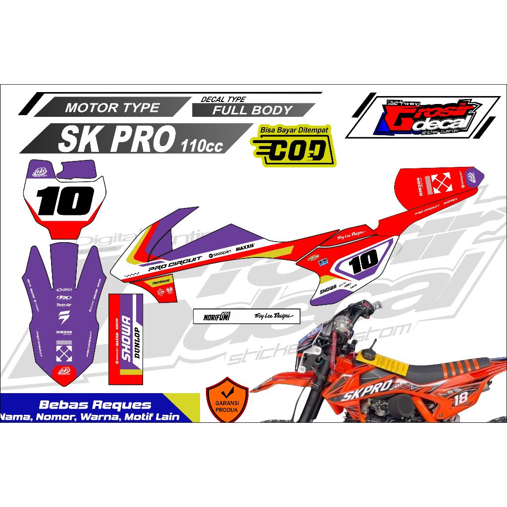 Striping Stiker Trail Mini SK PRO 110cc Full Body Bebas Reques
