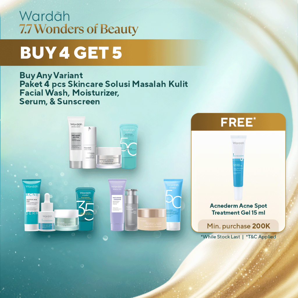 WARDAH Paket 4 pcs Skincare Solusi Masalah Kulit - Brightening Glow, Repair Barrier, Anti Wrinkle, F