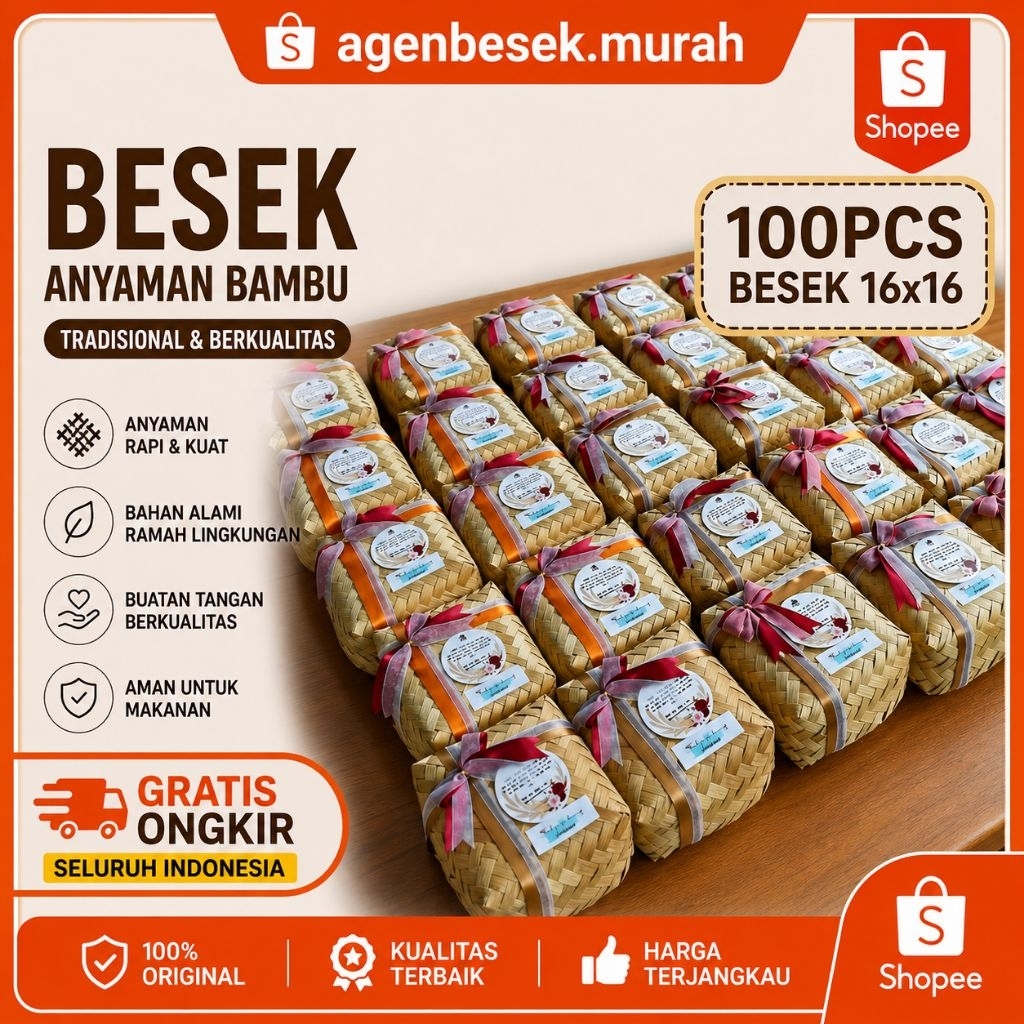 100pcs BESEK BAMBU 16X16 MURAH / BESEK BAMBU 16x16 MURAH / PIPITI / KERANJANG BAMBU / TEMPAT MAKANAN